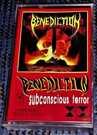 Benediction ‎– Subconscious Terror.  Vg Cassette Tape Tact/takt Plays Well Rare
