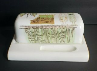 Vintage Rare White Ceramic Butter Dish With Lid