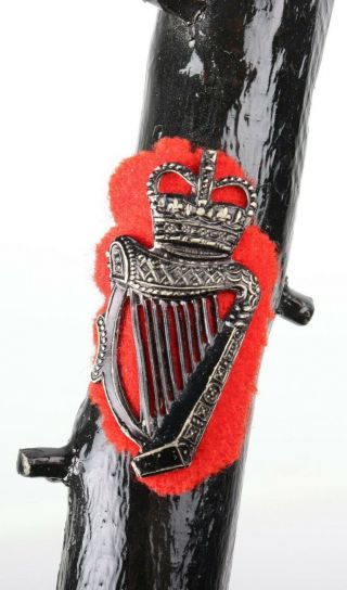 Irish Blackthorn Walking Stick Royal Ulster Constabulary Harp Badge