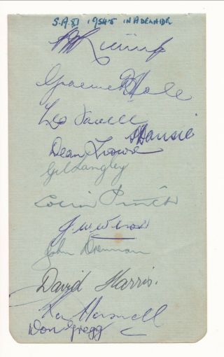 South Australia Cricket Team 1954/5 Sheffield Shield Rare Signed Album Page