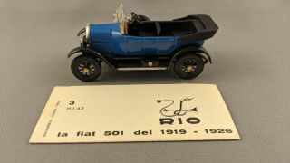 Rio 3 - 1918 Fiat Torpedo Sport 501 - 1:43 Scale Vintage Model Car - Blue