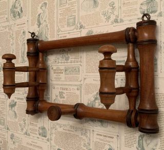 Rare Antique Vintage French Wood Wall Hat/coat Rack,  1930s Faux Bamboo Design