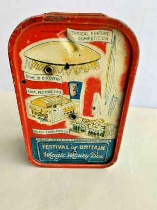 Rare Mid 20thc Antique Festival Of Britain Magic Money Box Register Bank,  Nr