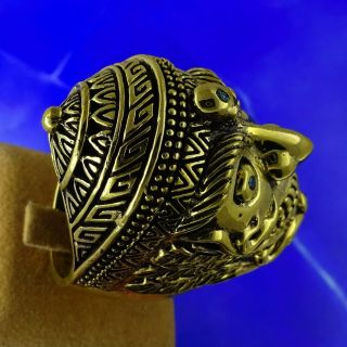Tibetan Kapala Skull Ring Type II Brass Size 13.  75 Heavy 50g Rare Vintage Art 3