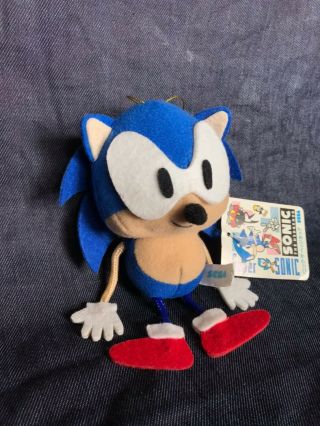 Rare Sonic The Hedgehog 7  Plush Doll Sega 1991 1992 Stringy Toy Japan Tag