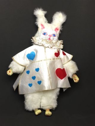 Unique 17 " Alice In Wonderland White Rabbit Plush Doll With Ceramic Face,  Rare