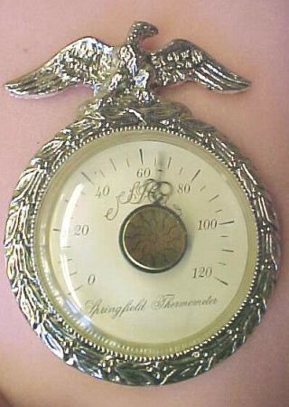 B75 Vintage Springfield Rare Eagle Thermometer Usa York City 4 " Dia Cool