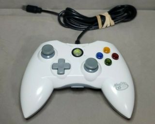 Rare Madcatz 4716 Xbox 360 Wired Video Game Controller White Game Pad W/ Dongle