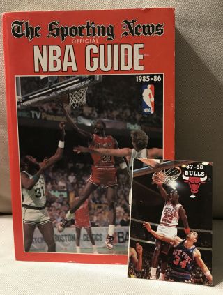 Rare Jordan Lot; 1985 - 86 Sporting News Nba Guide & 1987 - 88 Pocket Schedule Bulls
