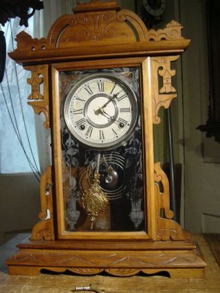 Antique Rare E.  N.  Welch 1885 " Nanon " Walnut Parlor Or Shelf Clock Well