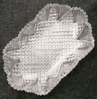 Fine Antique Cut Glass Crystal Dish Abcg Design 7” X 4.  25”