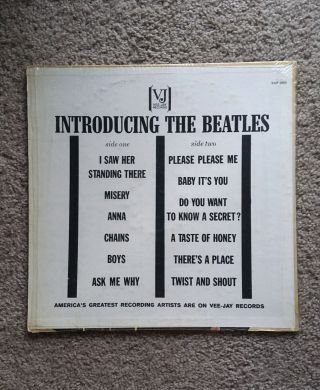 Rare Introducing The Beatles Org Us Mono Vee - Jay Lp No Comma W/original Shrink