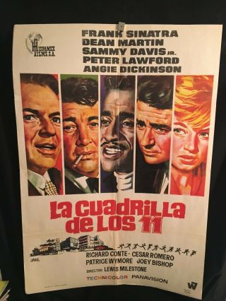 Oceans 11 Eleven Rare Spanish One Sheet Movie Poster Frank Sinatra Rat Pack 1960