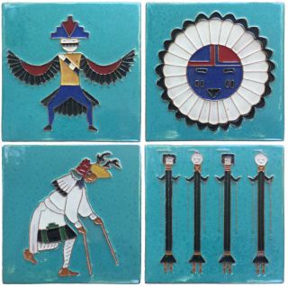 Rare Vintage Desert House Crafts Tiles Yei Eagle Dancer Kachina Mckusick