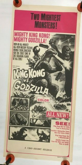 King Kong Vs.  Godzilla 1962 Australian Movie Poster Daybill Rare