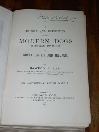 Rare Dog Book " Modern Dogs Sporting Division " 1893 Arthur Wardle Illus 584 Pages