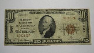 $10 1929 Watertown York Ny National Currency Bank Note Bill Ch.  2657 Rare