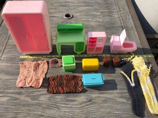Vintage 1979 Taiwan Plastic Doll House Furniture Barbie Dream House And More