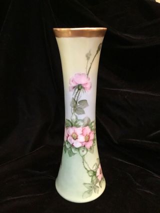 Antique Hand Painted Porcelain Vase Made In Austria.  Rare 11 3/4” Tall