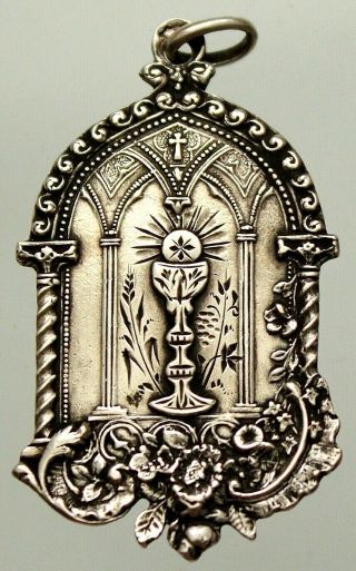 Antique Silver Art Nouveau Pendant The Holy Chalice 1904