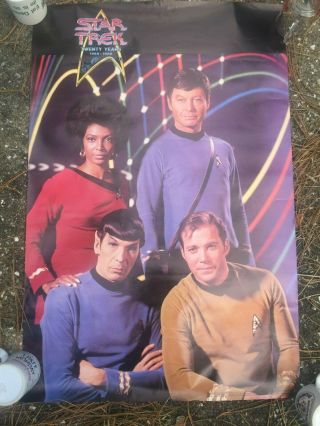 Rare Vintage 20 Year Star Trek Poster Spock Kirk Nichelle Nichols Nasa Mlk Uhura