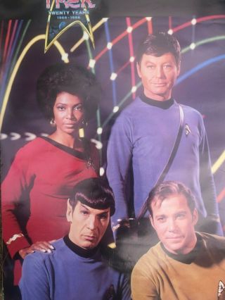 Rare Vintage 20 Year Star Trek Poster Spock Kirk Nichelle Nichols NASA MLK Uhura 3