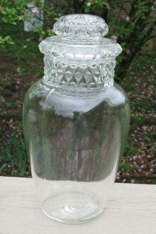 Vintage Clear Glass Apothecary/candy Jar With Ground Stopper - Heavy