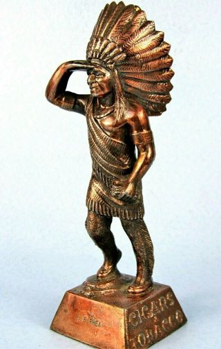 Rare Cigar Store Indian Statue Figural Metal Evans Table Lighter Vintage 1950s