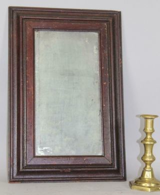 Rare Early 19th C American Courting Mirror In The Best Red Paint