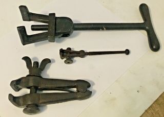 Antique Blacksmith Or Jewelers Forged Iron Hand Clamp Vises (3),