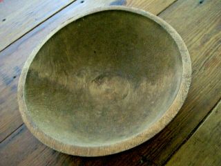 Antique 19th C.  Primitive Turned Wood Dough Bowl Out Of Round Treen 11 "