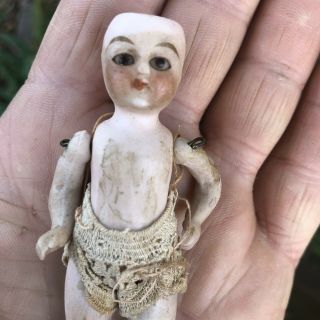 Antique Miniature German Porcelain Doll Articulated Hand Painted Nr