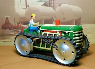 Vintage Marx Wind Up Tin Climbing Tractor Rare Color.