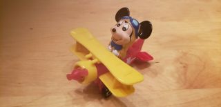 Rare Vintage Walt Disney Mickey Mouse Tomy Airplane Biplane Pd1