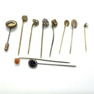 Antique Victorian Gilt Metal Coral Stick Pins Jewellery Joblot 90