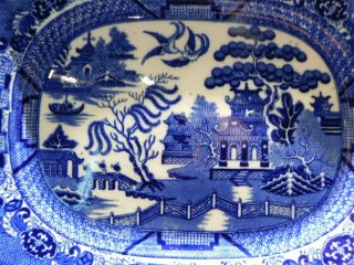 Antique Allerton Blue Willow Serving Platter Made in England 13 1/2 