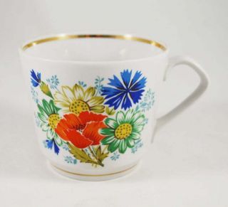 Vintage Big Tea Cup Floral Soviet Porcelain Large Mug Russian Ceramic Rare Ussr