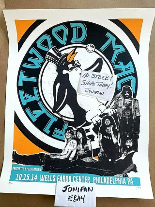 Rare Fleetwood Mac Philadelphia Pa 2014 Screen Print Poster Signed S/n Ae /100