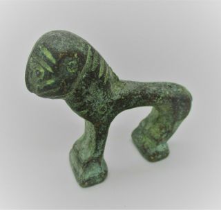 Rare Ancient Roman Near Eastern Bronze Military Lion Statuette 300 - 400ad