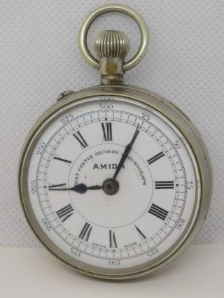 Rare Vintage Amida Swiss Made Pocket Watch.  Order (w/o) Chronograph.