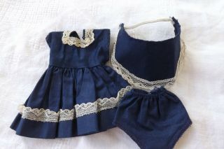 Ginny Doll Vintage Dress Navy Blue With Hat And Panties Lace Trim