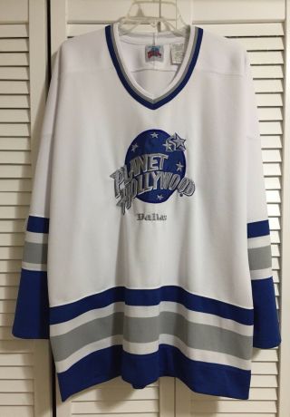 Planet Hollywood Embroidered Dallas Jersey Size Xl White Blue Rare Vintage