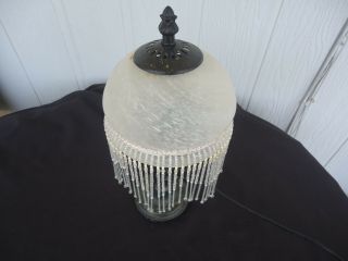 antique style lamp shade with glass tassels 15cm white 2