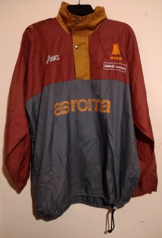 Rare As Roma Football Club Fc 1995 Zip Neck Training Jacket Asics Rome Italy Xl