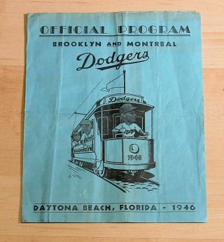 Rare 1946 Brooklyn & Montreal Dodgers Baseball Official Program Vs Wahington