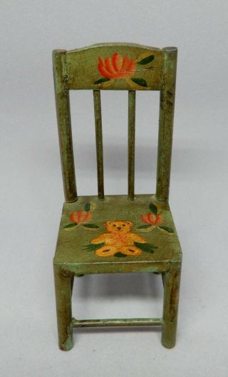 Vintage Hand Painted Teddy Bear Chair Dollhouse Miniature