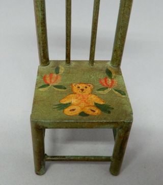 Vintage Hand Painted Teddy Bear Chair Dollhouse Miniature 3