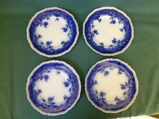 Four Antique Johnson Bros Clayton Pattern Flow Blue Small Plates Pat Oct 21 02