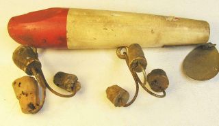 Vintage Large Red & White Wood Fishing Lure With Spoon - Estate - Nj - - No Box