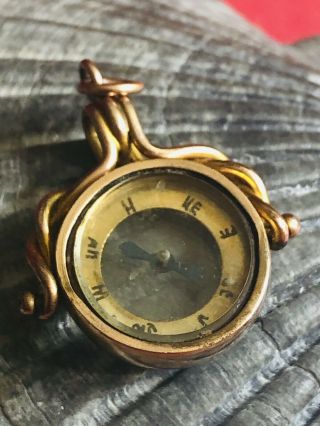 Antique Edwardian Rolled Gold Compass Pendant / Fob Rare Collectable 1900s